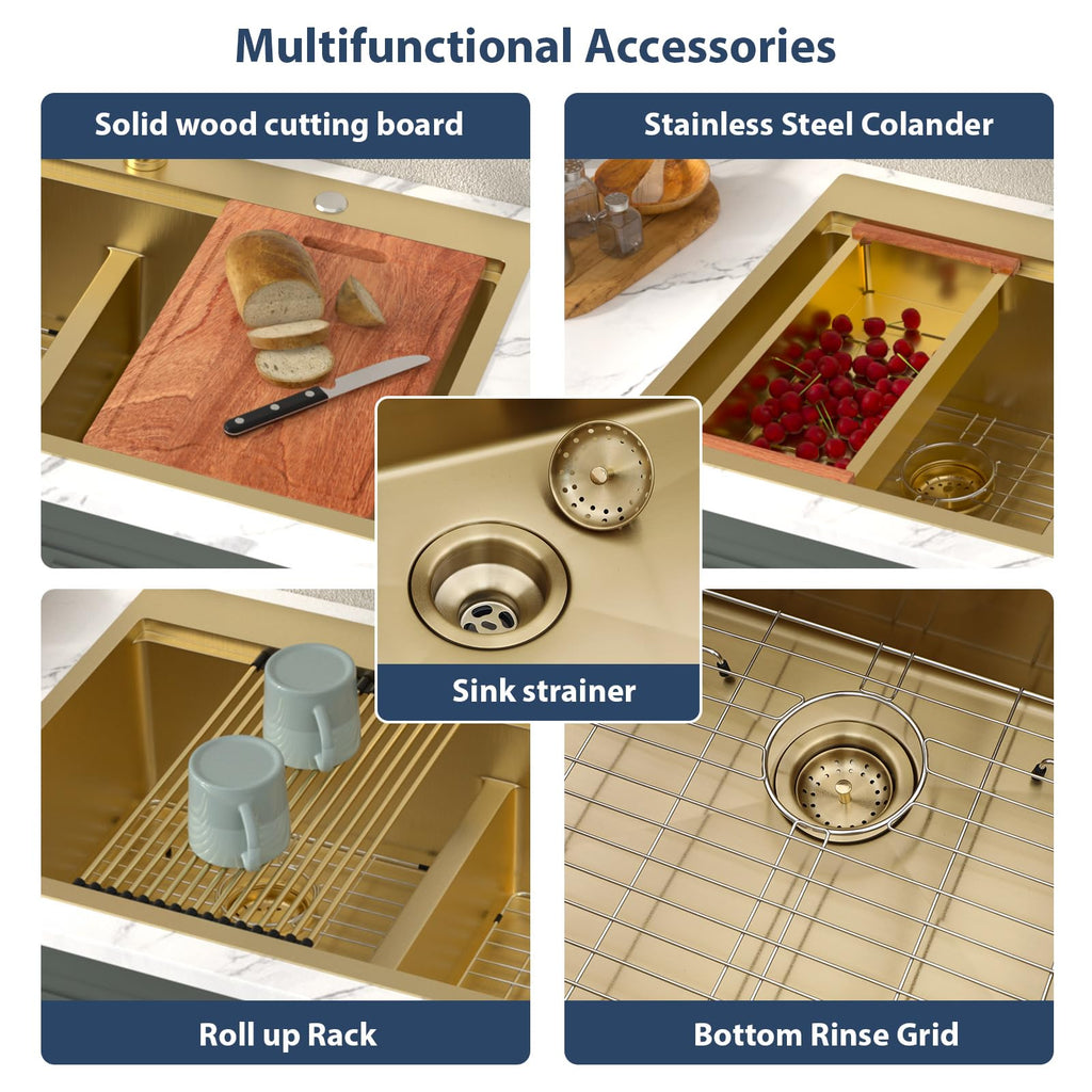 36 Inch Matte Gold Double Bowl Kitchen Sinks