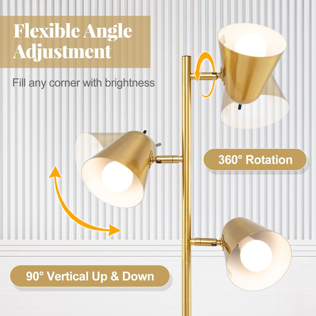 3-Light Tree Floor Lamp with Adjustable Heads