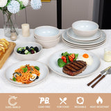 Plates and Bowls Sets for 8 - 32-Piece Stoneware Dinnerware Sets, Ceramic Dishware SetUse and Formal Dining