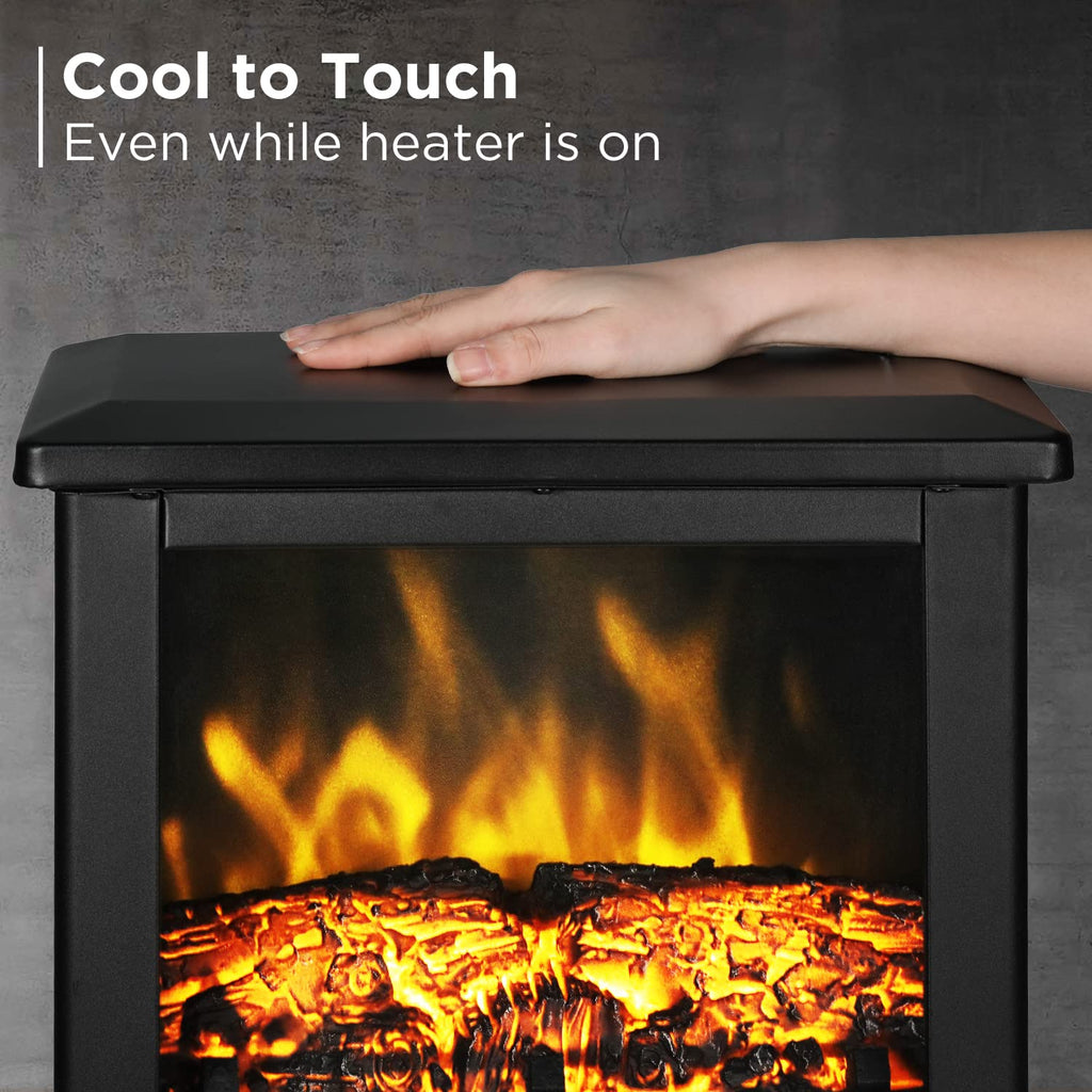 Suburbs TS17 Compact Electric Fireplace Stove, Freestanding Stove Heater with Realistic Flame - CSA Certified
