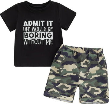 Toddler Baby Boy Summer Clothes Tops Camouflage Shorts 2Pcs Outfits