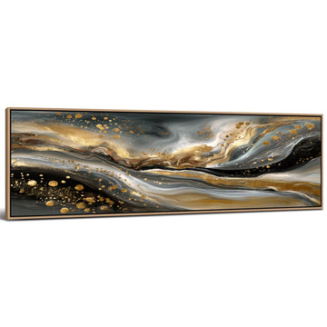 Framed Black and Gold Abstract Canvas Wall Art Living Room Wall Decor Watercolor Marble Fluid Texture Paintings
