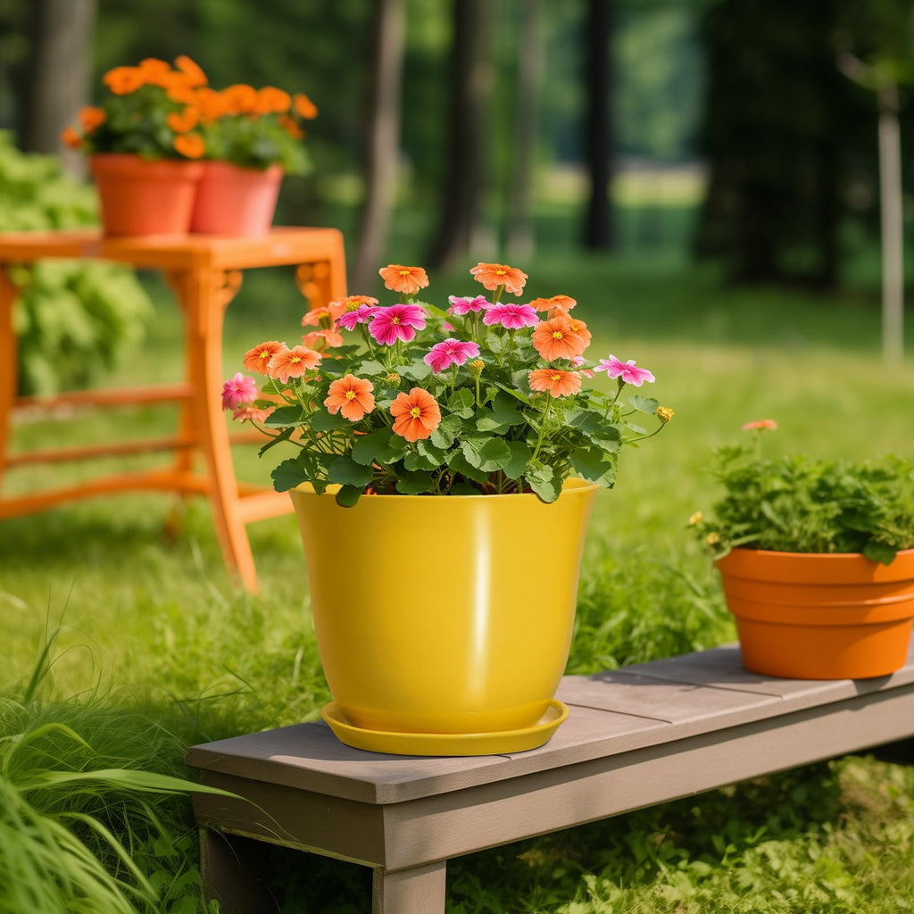 Ceramic Planter, 10 Inch Plant Pot for Indoor, Yellow