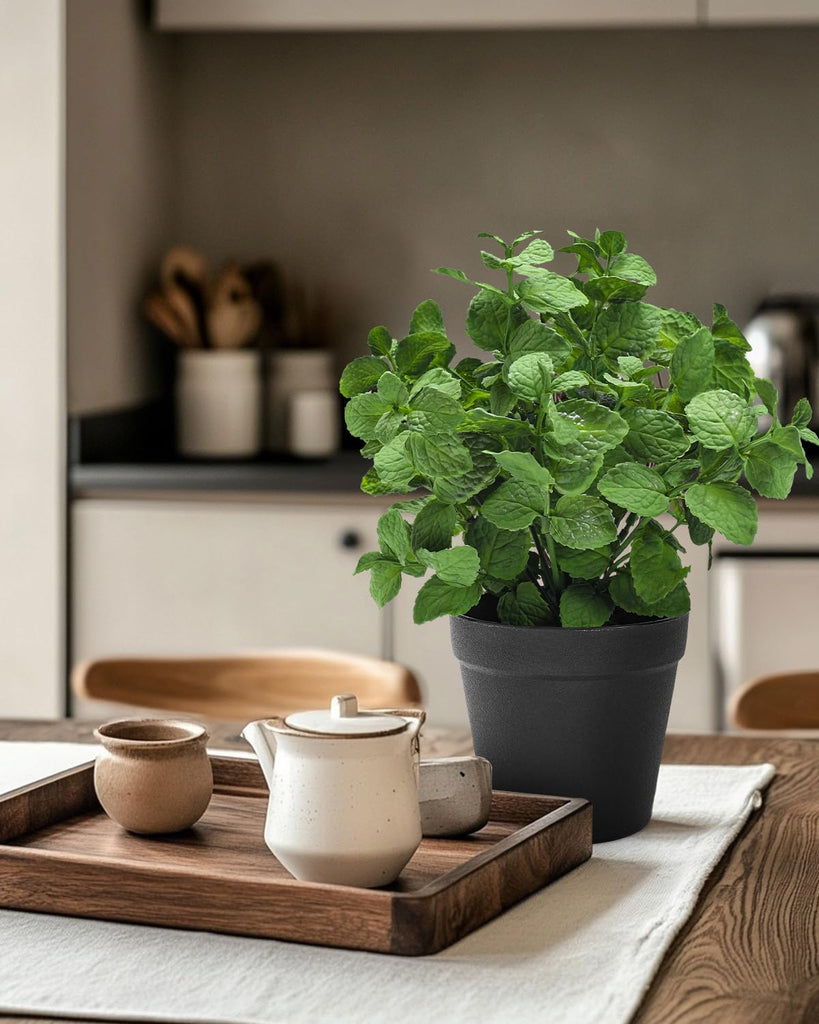 Small Fake Plants Mint Artificial Potted Plants, Green