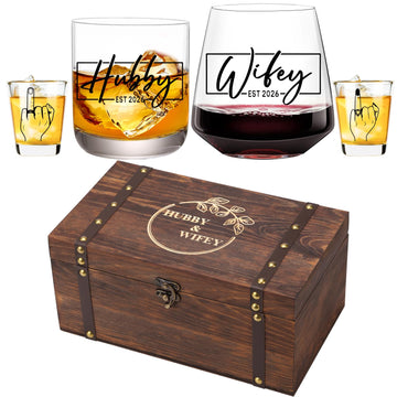 Hubby & Wifey Wedding Keepsake Box Set, Bridal Shower Gifts, Unique Wedding Engagement Gifts for Couples Mr Mrs