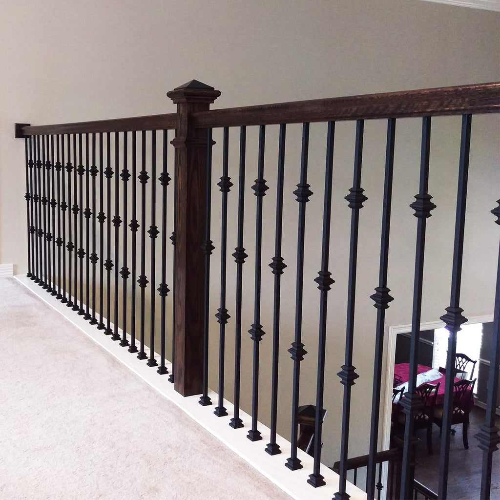 Stair Parts Single Knuckle Iron Balusters - Contractor Pack of 10, 1/2" x 44" Stair Spindles, Metal Wrought Iron