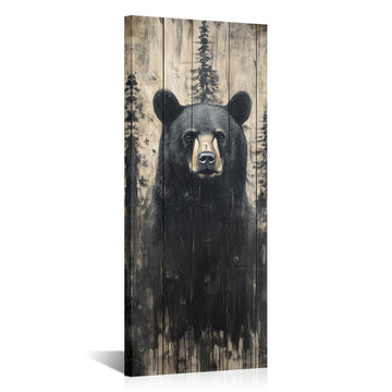 Black Bear Wall Art Canvas Prints Wild Animal Painting Picture Rustic Farmhouse Wall Decor for Cabin Mens Bedromm