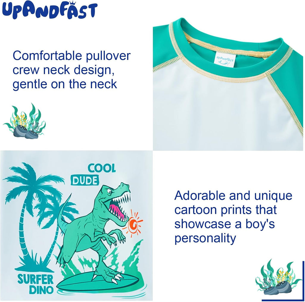 Boys Rash Guard Set UPF 50+ Long Sleeve Swimsuits