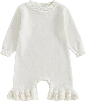 Newborn Baby Girl Sweater Romper Pants Knit Jumpsuit Overall One Piece Outfit Fall Winter Clothes