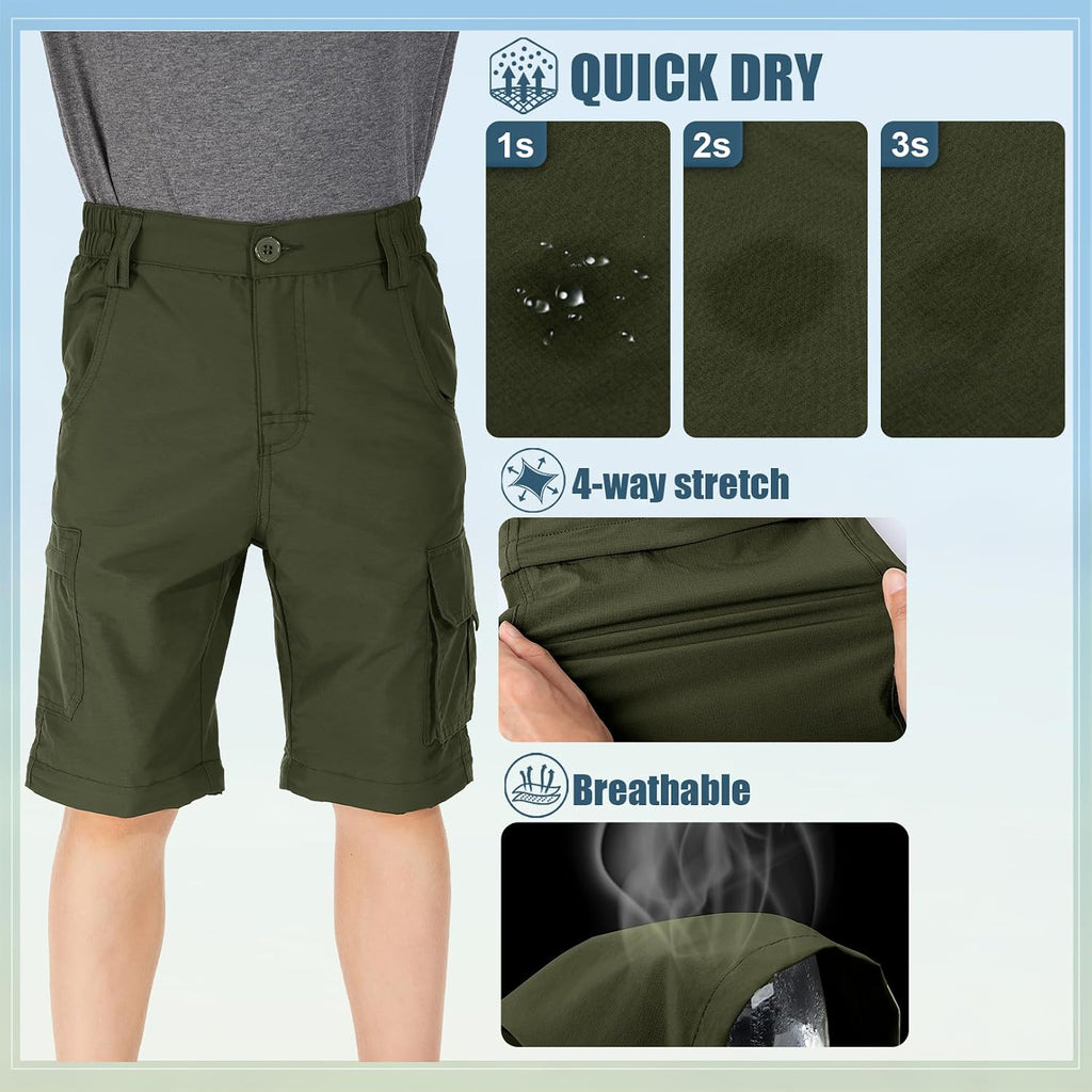 Pants for Boys Scout Kids Hiking Convertible Zip Off Cargo Safari