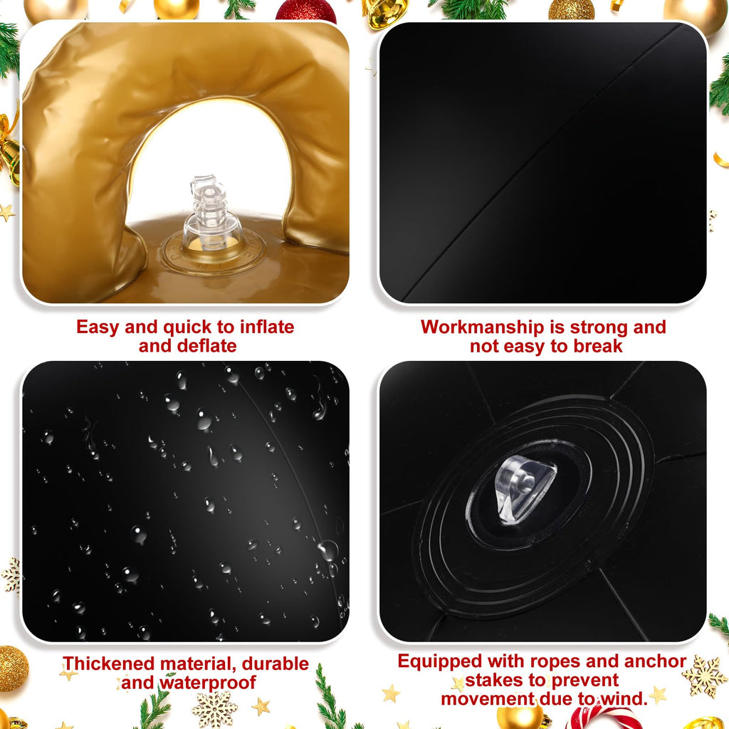 4 Pcs Giant Inflatable Christmas Ball, Solid, Black