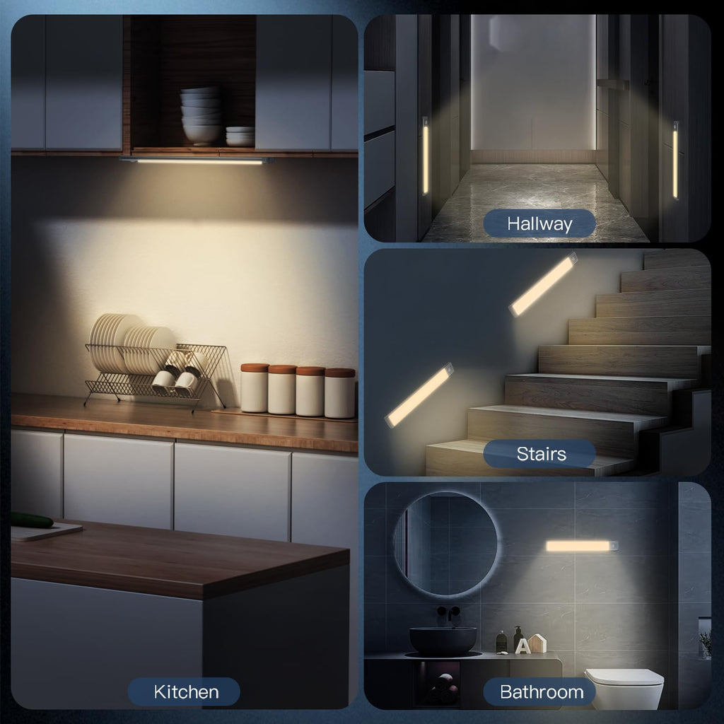 14.7inch Under Cabinet Lighting, 2 Pack Rechargeable Motion Sensor Light Indoor, 5 Levels Dimmable Magnetic Closet