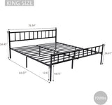 Metal Platform King Bed Frame with Headboard Sturdy Steel Slats Support No Box Spring Needed Easy Assembly Black