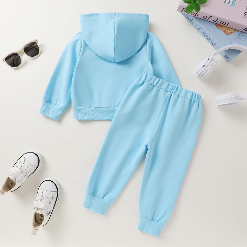 Baby Clothes for Girls Boys Solid Color Half-Zip Sweatshirt and Sweatpants Outfits Set Fall Toddler Sweatsuit (Light