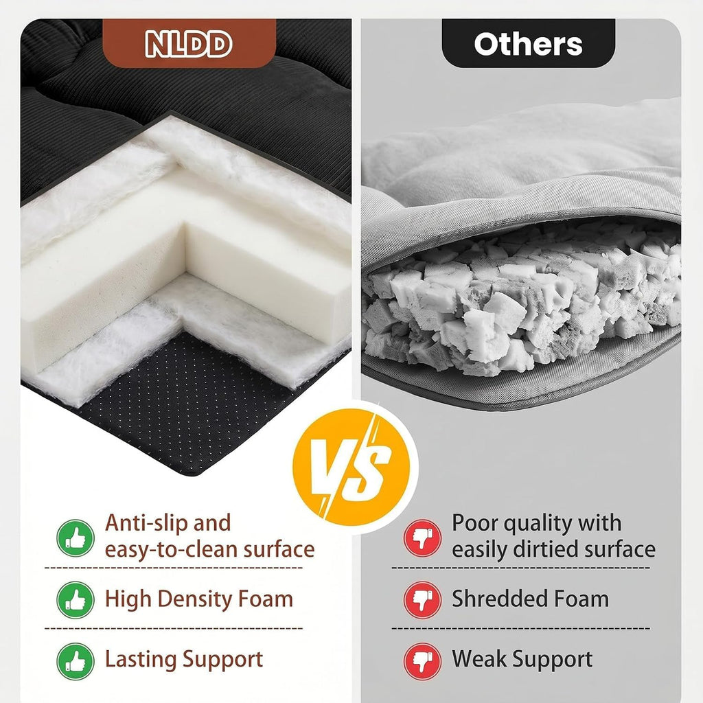 Futon Mattress Full Size, 4" Thicken Japanese Futon Mattress Sleeping Pad, Corduroy Foldable Floor Mattress, Roll Up