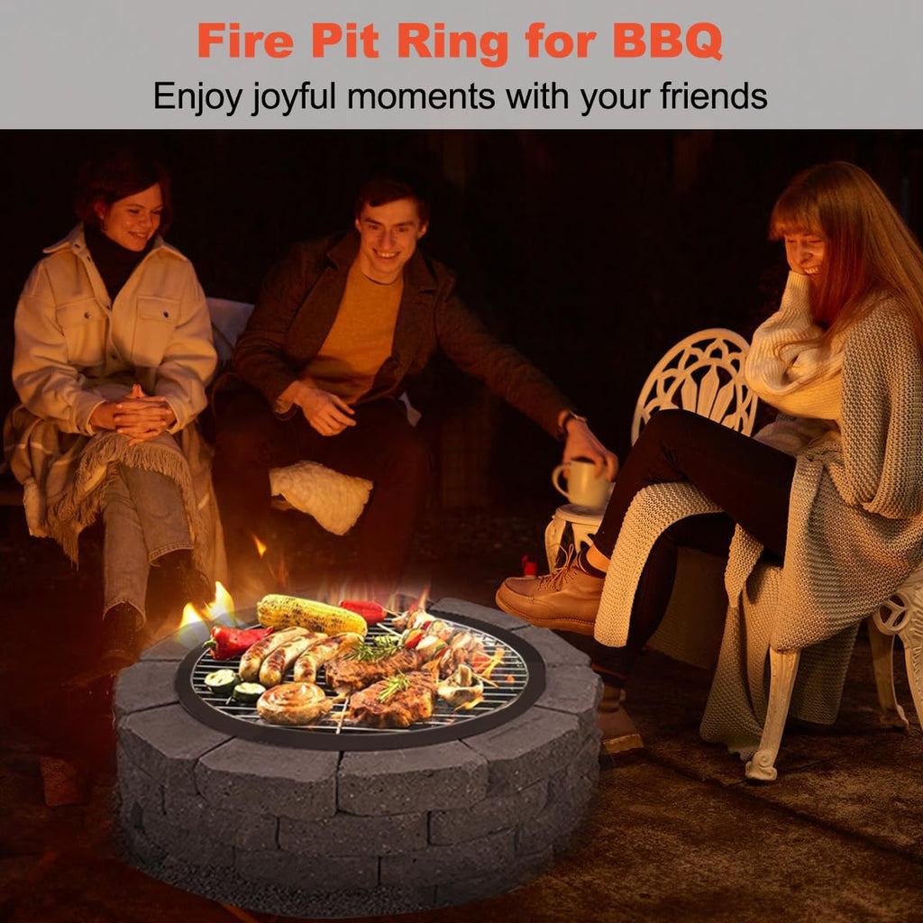 Outdoor Fire Pit Ring Liner 40-Inch Outer/36-Inch Inner Diameter, Heavy Duty Solid Metal Steel Round Firepit Rim