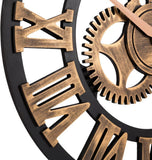 28" Industrial Steampunk Vintage Retro Home Decor Wall Clock (28 inches, Roman-Anti-Bronze) *Note: Decorative Gears DO NOT Move*
