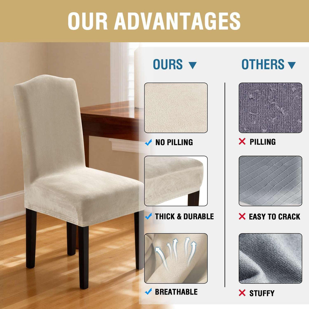H.VERSAILTEX Dining Chair Covers Velvet Stretch Chair Covers for Dining Room Set of 6 Parson Chair Slipcovers Chair