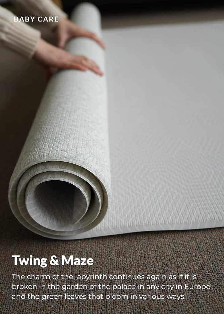 Play Mat (Medium, Hygge - Twig & Maze) 73'' x 49'' Original One-Piece Reversible Rollable Waterproof Play Mat