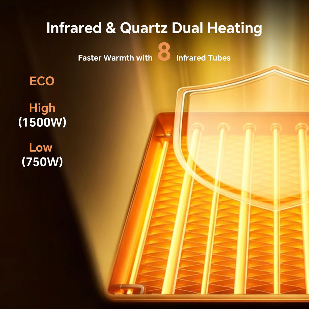 Infrared Cabinet Heater, 1500W Space Heater with Remote & Timer