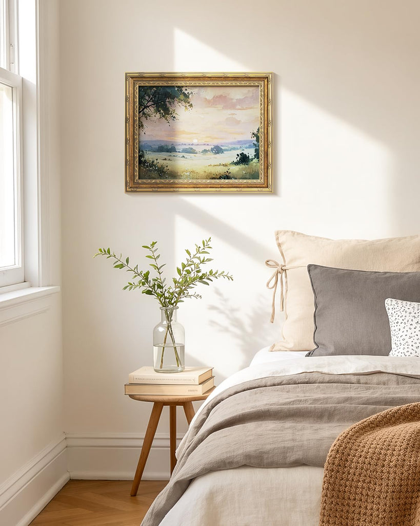Vintage Gold Framed Wall Art Sunset Landscape Canvas Wall Art 13x16