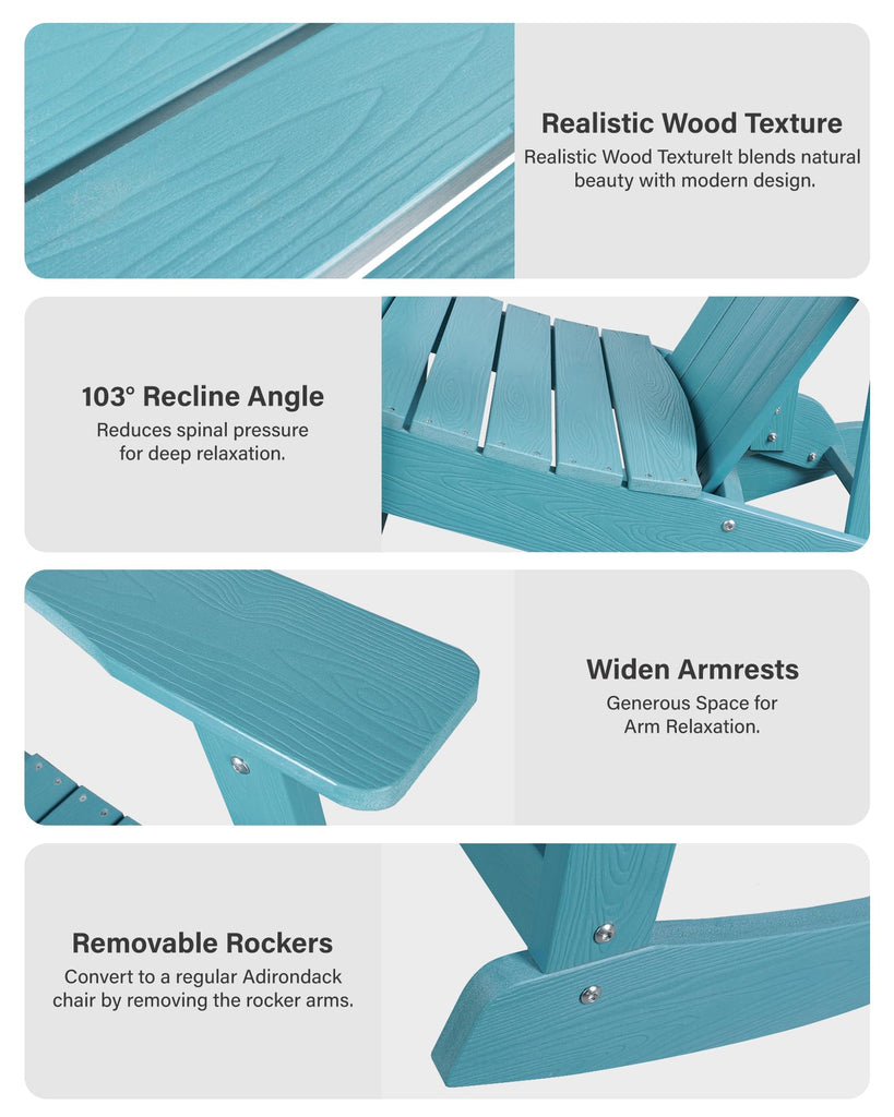 Adirondack Rocking Chair, All-Weather Resistant, Blue
