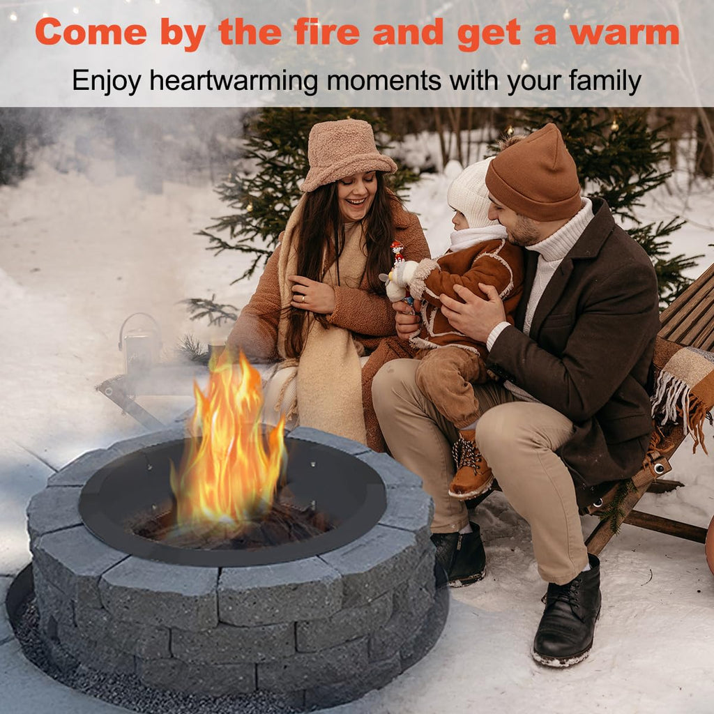 Outdoor Fire Pit Ring Liner 35-Inch Outer/31-Inch Inner Diameter, Heavy Duty Solid Metal Steel Round Firepit Rim