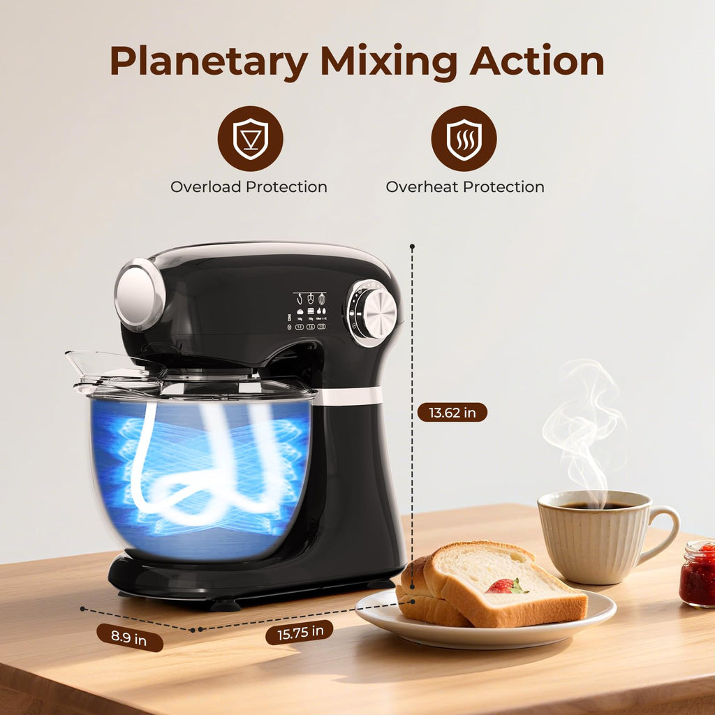 5.3 Quart Electric Stand Mixer With 12 Speed, Low Noise, Black