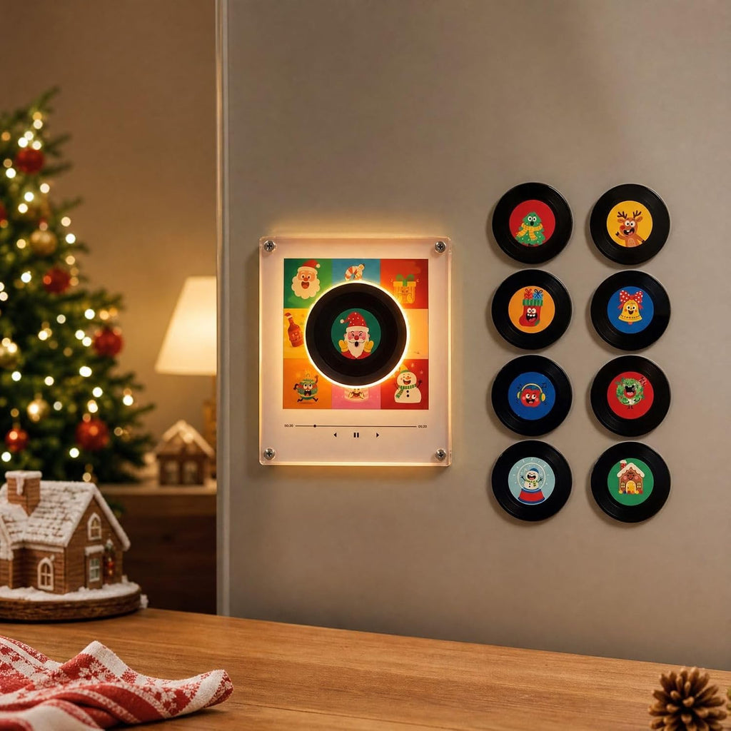 Christmas Vinyl Player Fridge Record Nfc Mini Jingle Magnetic Music Box Set