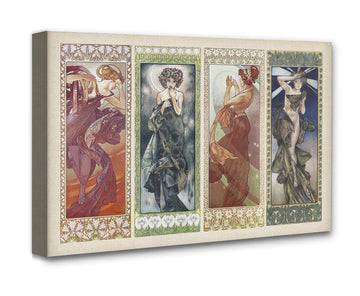 Alphonse Mucha Four Seasons Wall Decor Art Nouveau Illustration Vintage Decorative Panel Artwork French Symbolist