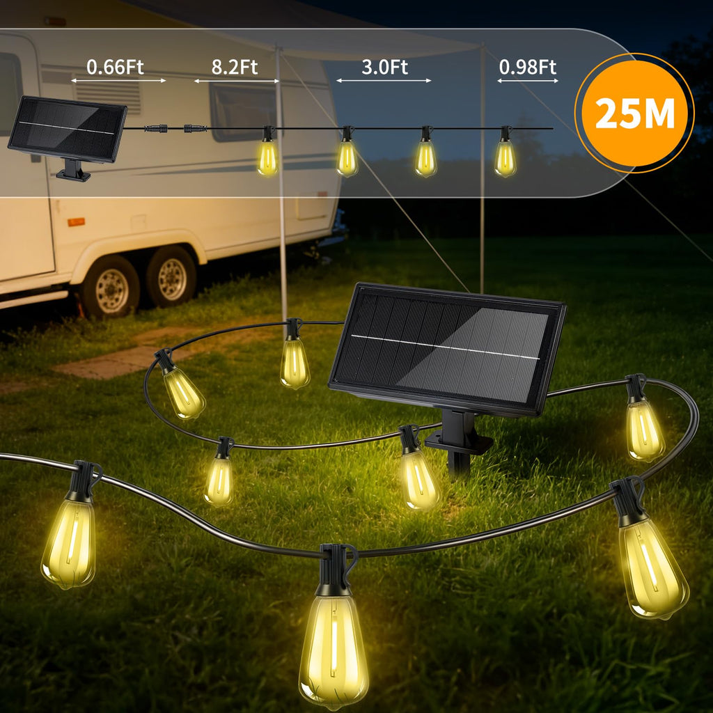 82FT Solar String Lights Outdoor, Waterproof, Dimmable Remote