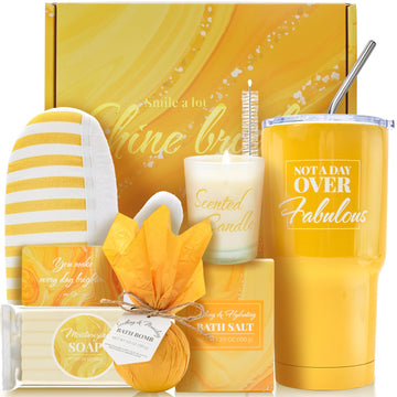 Bath and Body Gift Set for Women, 8 Pcs Vanilla Spa Set Gifts with Tumbler, Birthday Gifts for Women, Unique Gift