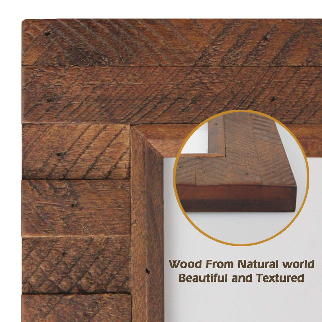 Collage Picture Frame 4x6 3 Openings, Rustic Brown Wood Plank Frames