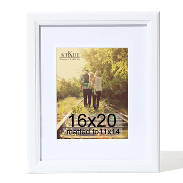 16x20 Picture Frame Real Glass, Poster frame Display Pictures 11x14 with Mat or 16x20 Without Mat, Modern Style Wood