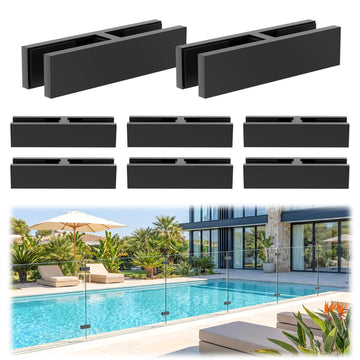8 Pack Black Railing Glass to Glass Clamp, 180° Double Side Clamps