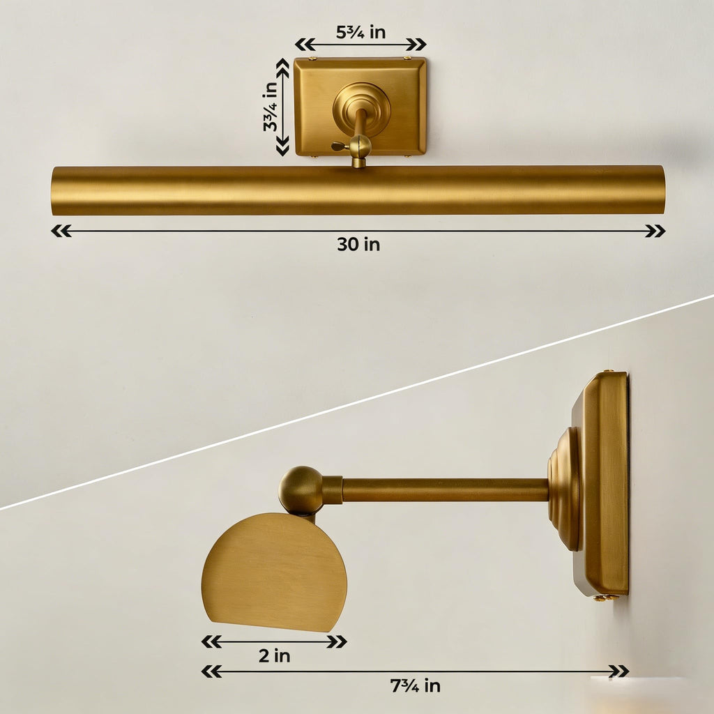 Hardwired Picture Light 30", Dimmable Brass Wall Sconce for Art Display
