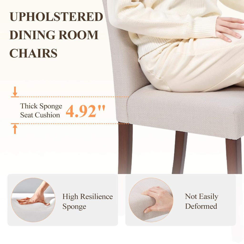 Upholstered Set of 4, Fabric Dining Room Chairs, Modern Wooden Dining Chair, Kitchen Side Chairs, Farmhouse Dinner