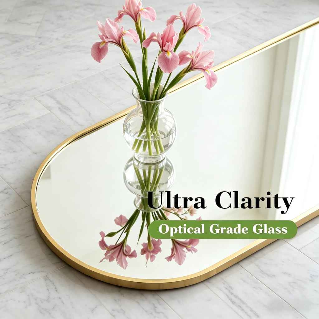 14" x 48" Arched Full Length Mirror Gold Frame Over Door & Wall Mounted