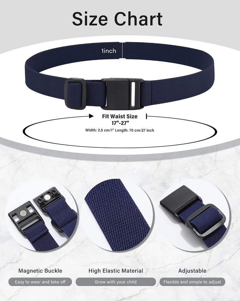 Kids Magnetic Belt for Girls - 3 Pack Toddler Boys Elastic Belt