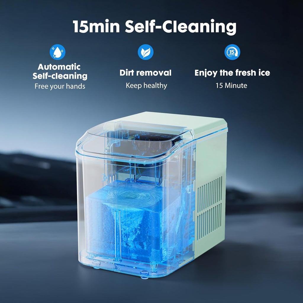 Nugget Ice Maker Countertop, Portable Ice Machine with 1.7L Water Tank, 26LBS/24H Fast Production, Auto-Cleaning &