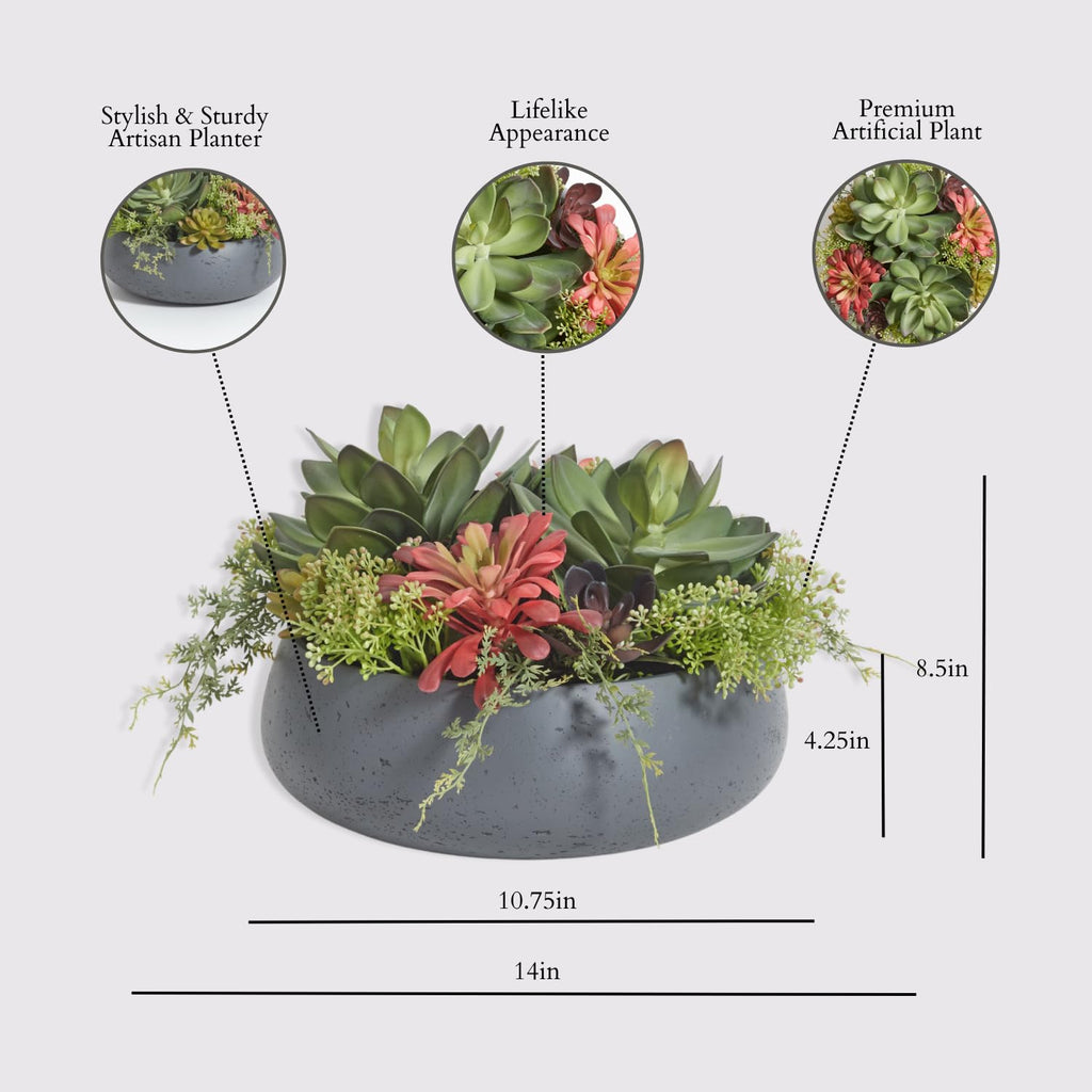 Faux Succulent Arrangement, Grey, Home Decor