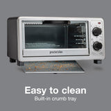 4 Slice Countertop Toaster Oven, Multi-Function with Bake, Toast and Broiler, 1100 Watts, 30 min timer and auto