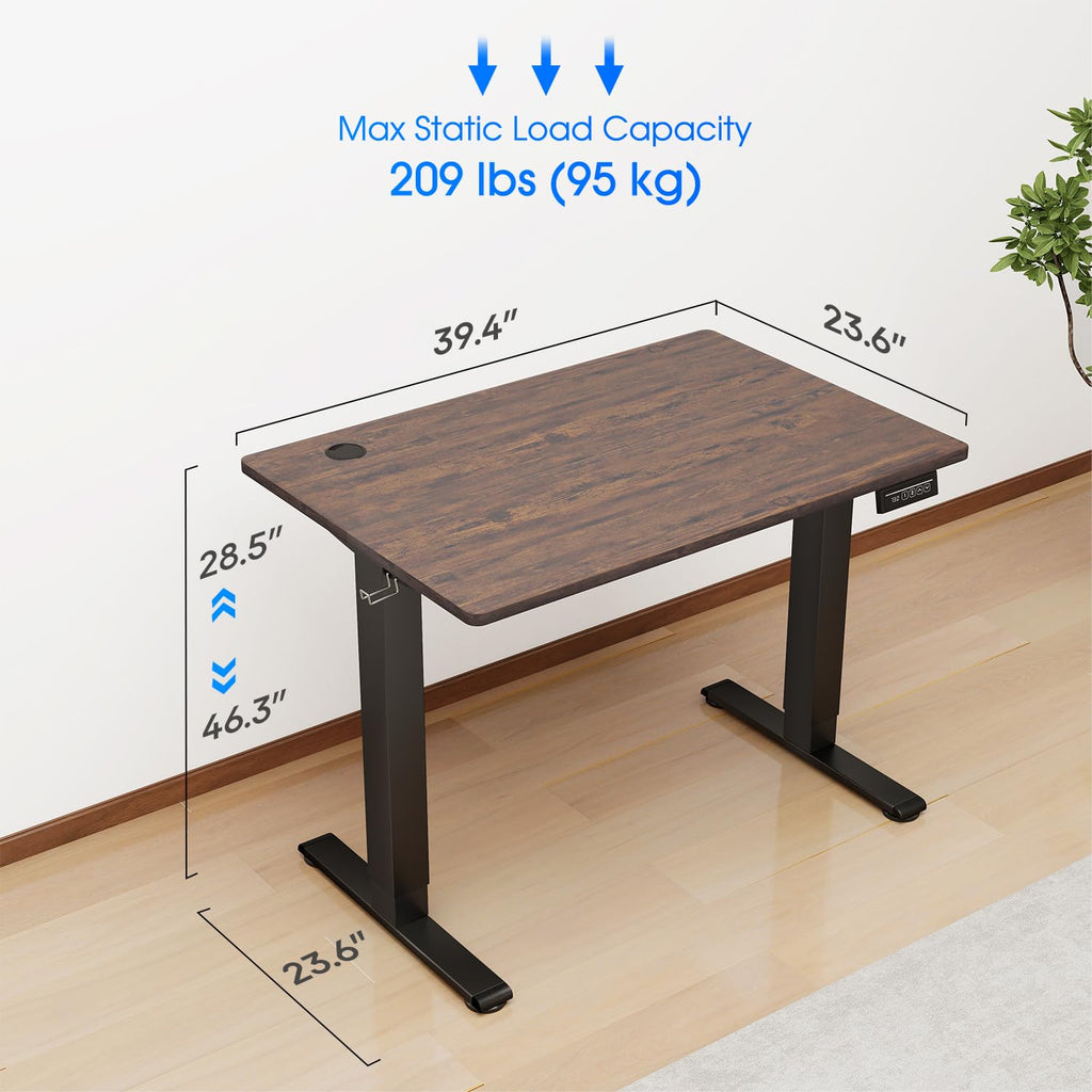 Electric Standing Desk 40x24 Inch Height Adjustable Desk Large Space Office Computer Desk with Headphone Holder 2
