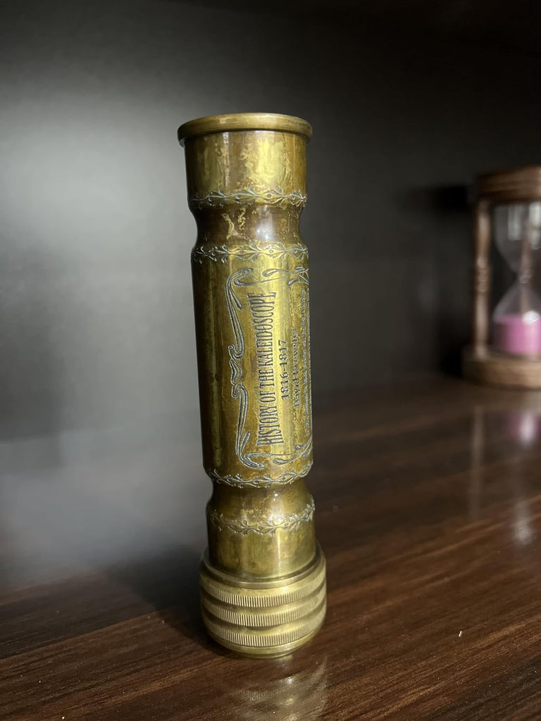 Handmade Vintage Brass Kaleidoscope - Antique Style Engraved Collectible for Desk Display - Unique Steampunk Gift &