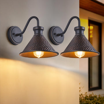 Gooseneck Outdoor Wall Light Fixtures, 2-Pack Farmhouse Barn Lights for Porch, Industrial Oil-Rubbed Bronze Exterior