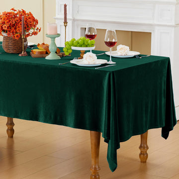 Green Velvet Tablecloth, 60 x 102 Inch Rectangle
