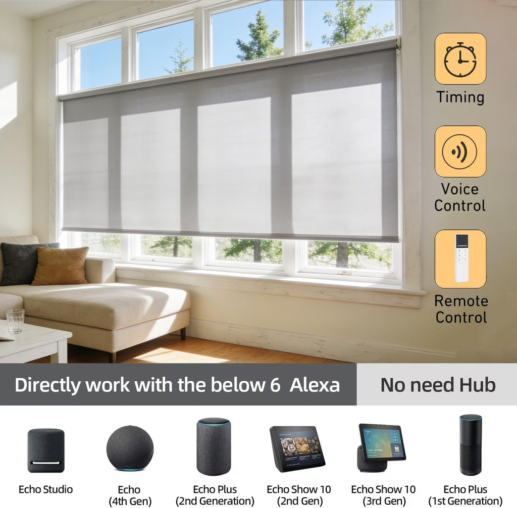 Zigbee Smart Motor for 1-1/2"(38mm) Roller Tube, Roller Blinds Motor with Hub-Free Alexa Control, Rechargeable &