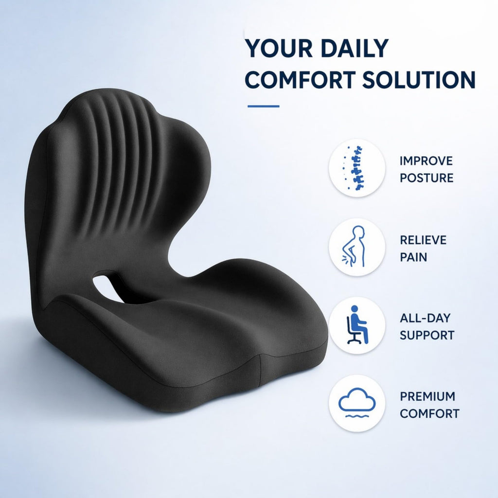 Ergonomic Seat Cushion with Lumbar Support, Memory Foam