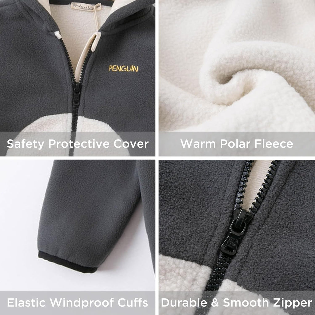 Toddler Hooded Polar Fleece Jacket Animal Shaped Winter Coat