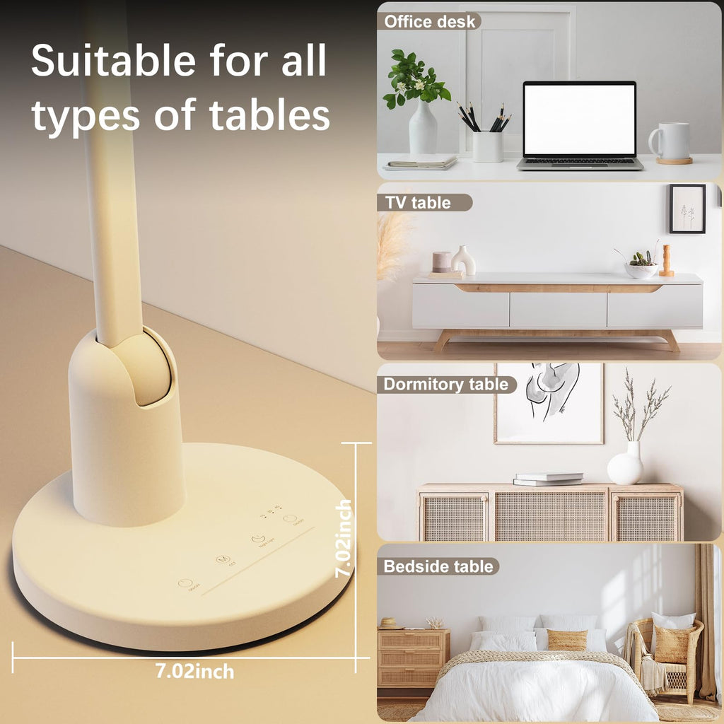 Desk Lamps with Stable Base, 1000LM Ultra Bright Eye-Caring Desk Light, 3000K-6000K Dimmable Table Lamp with Stepless